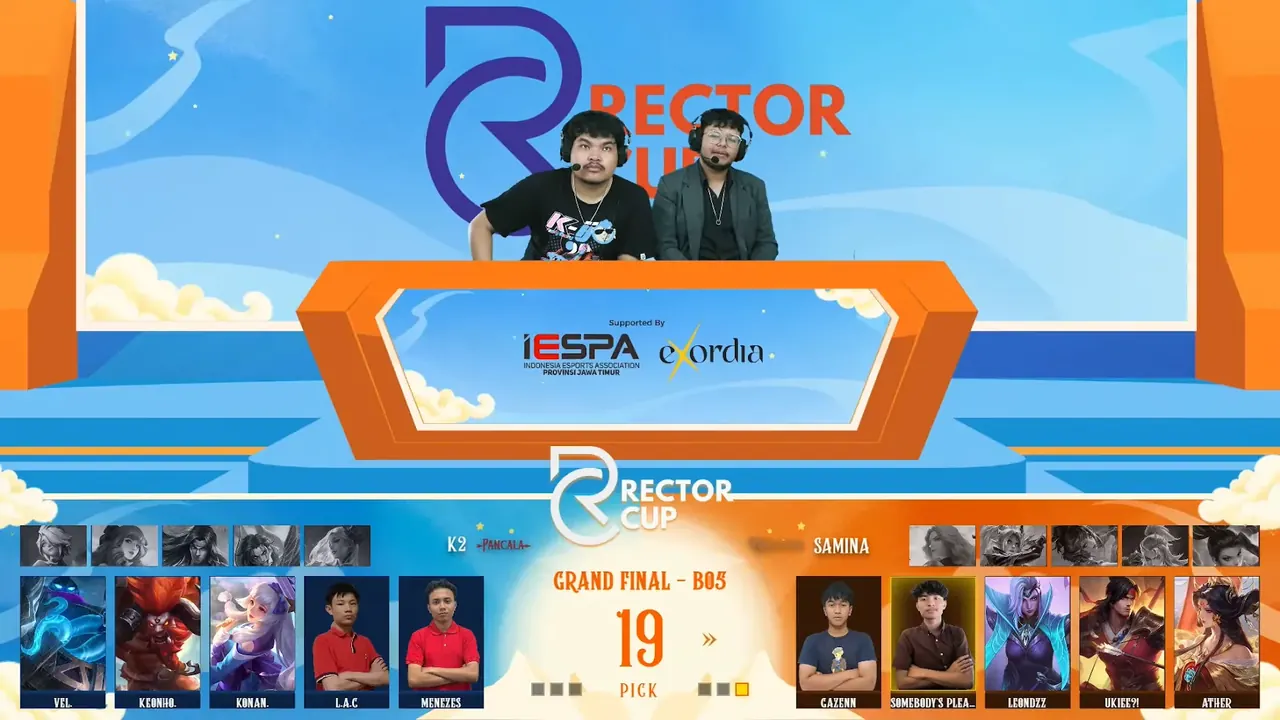 Rector Cup Ubaya 2026 MLBB broadcast screen 2