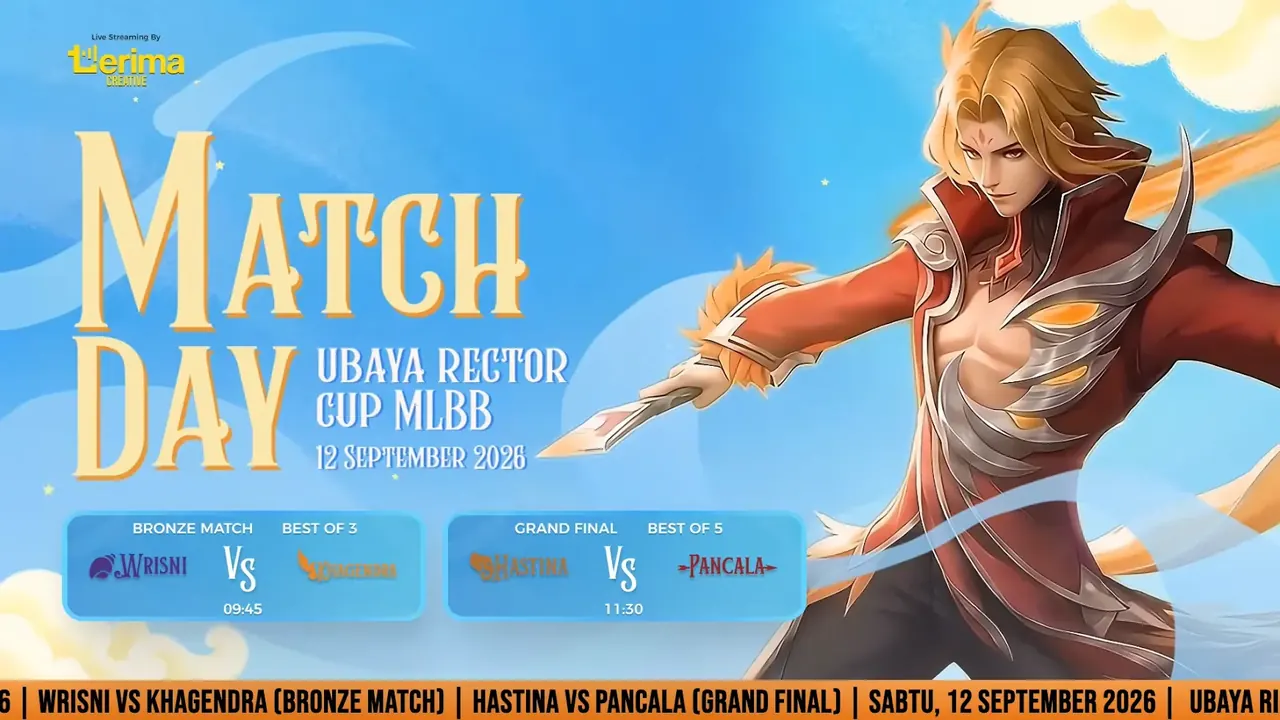 Rector Cup Ubaya 2026 MLBB broadcast screen 10
