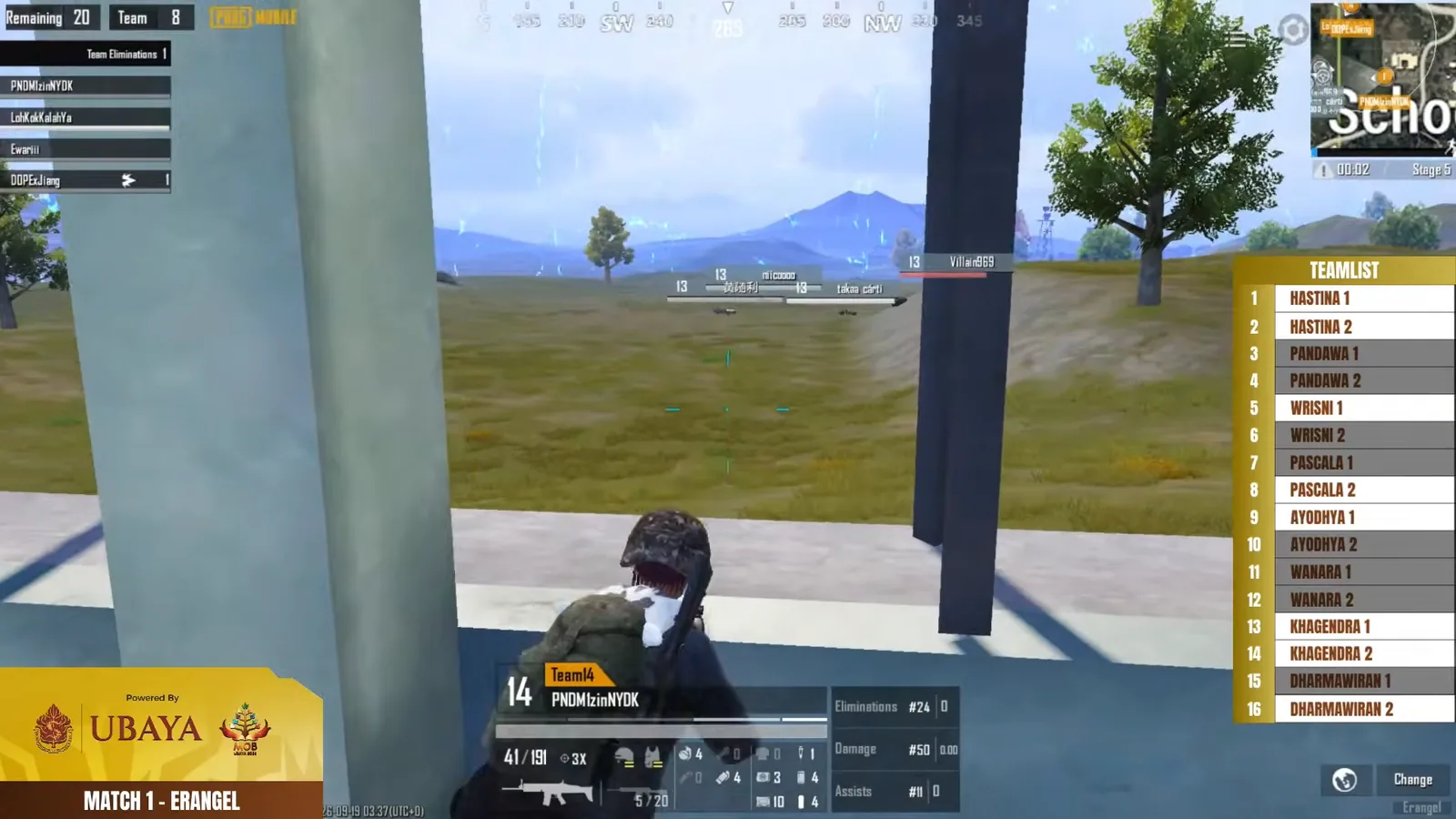 Rector Cup Ubaya 2026 PUBG Mobile broadcast screen 9