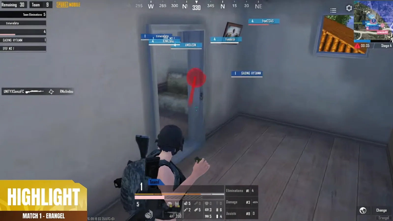 Rector Cup Ubaya 2026 PUBG Mobile broadcast screen 10