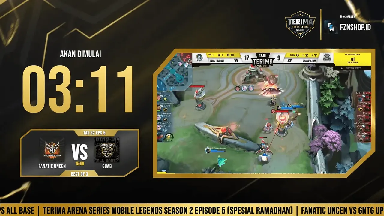 Terima Arena Series Mobile Legends 2026 broadcast screen 2