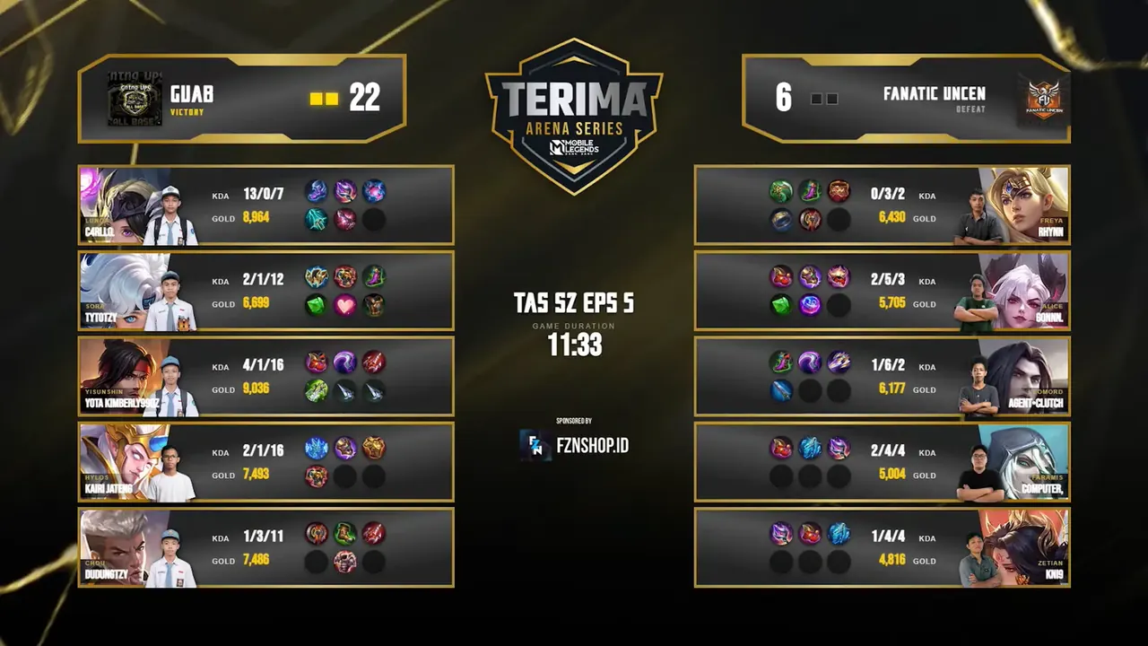 Terima Arena Series Mobile Legends 2026 broadcast screen 6