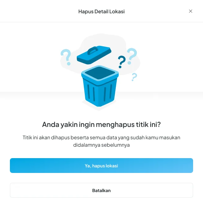 GLID modal illustration: delete location