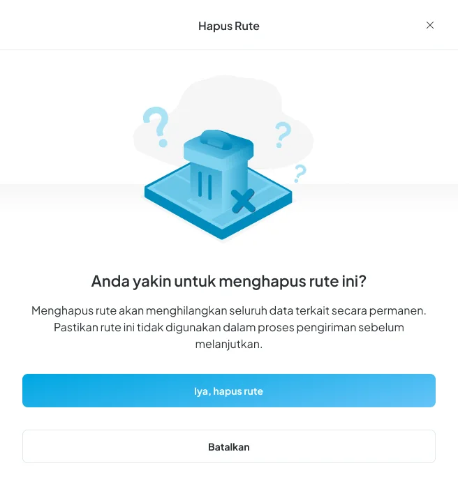 GLID modal illustration: delete route