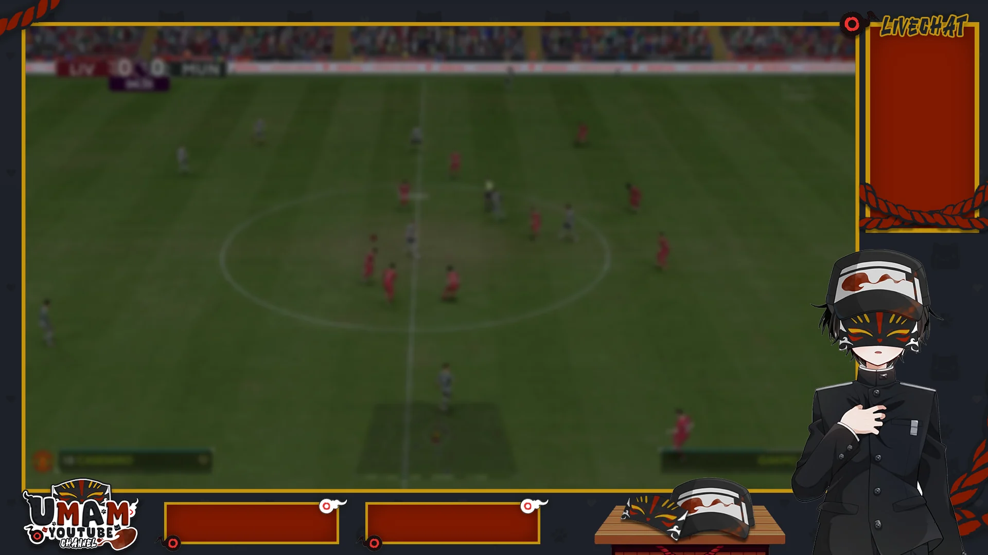 Umam YouTube channel esports stream overlay with live chat and gameplay frame
